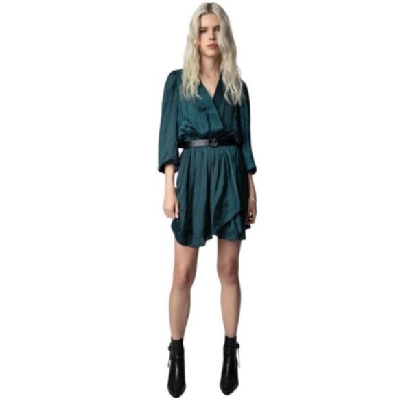 NWT Zadig & Voltaire Remember Satin Mini Long Sleeve Dress - Picture 16 of 16